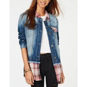 American Rag Women’s Cie Plaid Denim Jean Jacket Size XXL